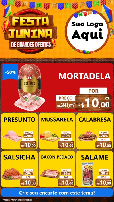 Modelo de Rede Social para Stories com o tema Festa Junina de Grandes Ofertas para Frios e Laticínios