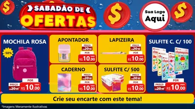 Modelo de TV para TV Horizontal com o tema Sabadão de Ofertas para Papelaria