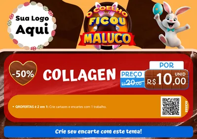 Modelo de Cartaz para Cartaz A4 Horizontal com o tema O Coelho Ficou Maluco - Páscoa para Suplementos alimentares
