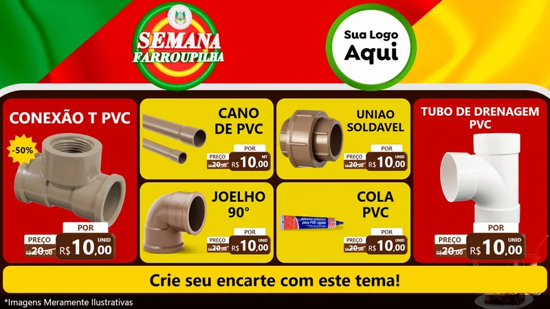 Modelo de TV para TV Horizontal com o tema Semana Farroupilha para Tubos e conexões