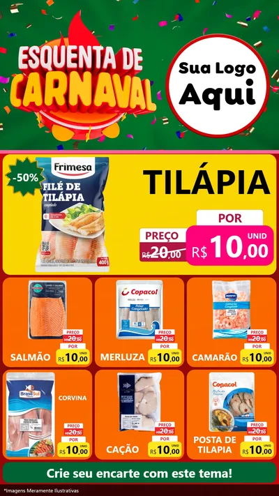 Modelo de Rede Social para Stories com o tema Esquenta de Carnaval para Peixaria