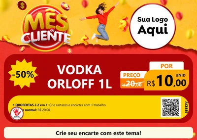 Modelo de Cartaz para Cartaz A4 Horizontal com o tema Mês do Cliente para Distribuidora de bebidas
