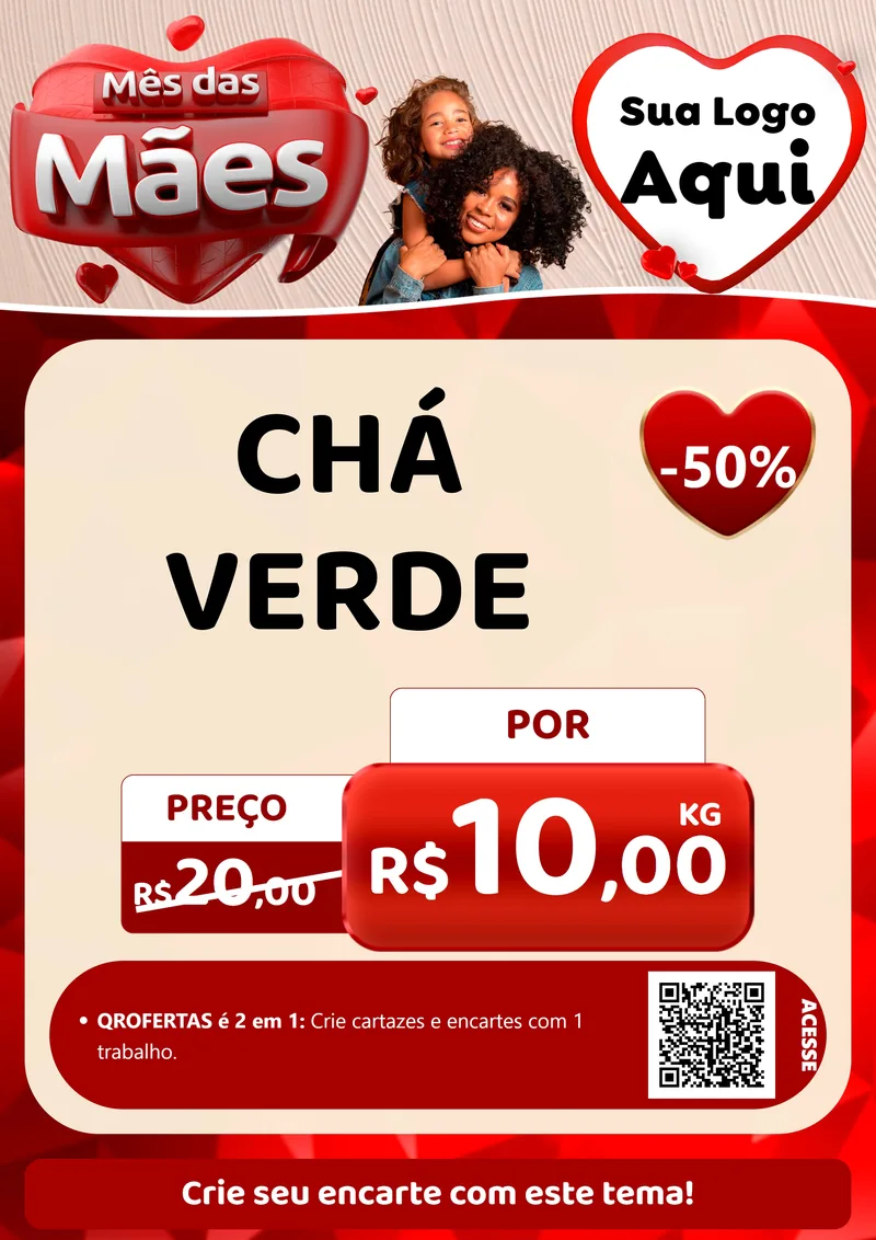Modelo de Cartaz para Cartaz A4 Vertical com o tema Mês das Mães para Produtos Naturais