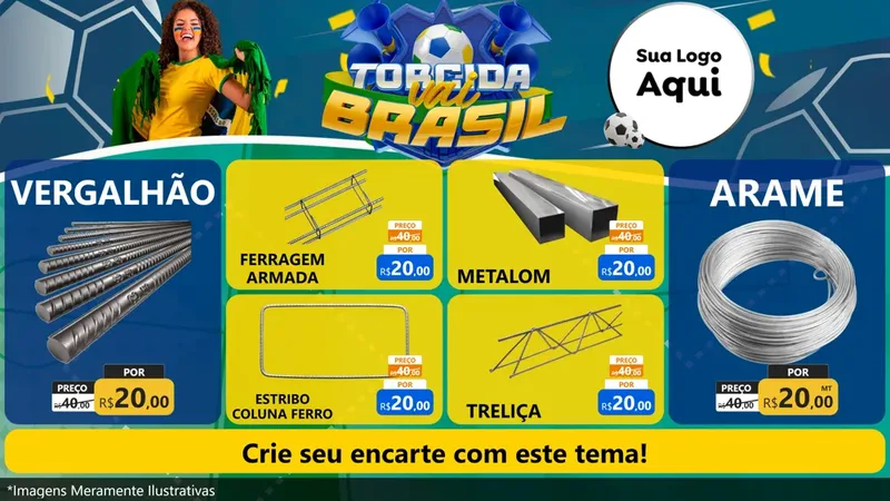 Modelo de TV para TV Horizontal com o tema Torcida Vai Brasil - Copa para Ferragens
