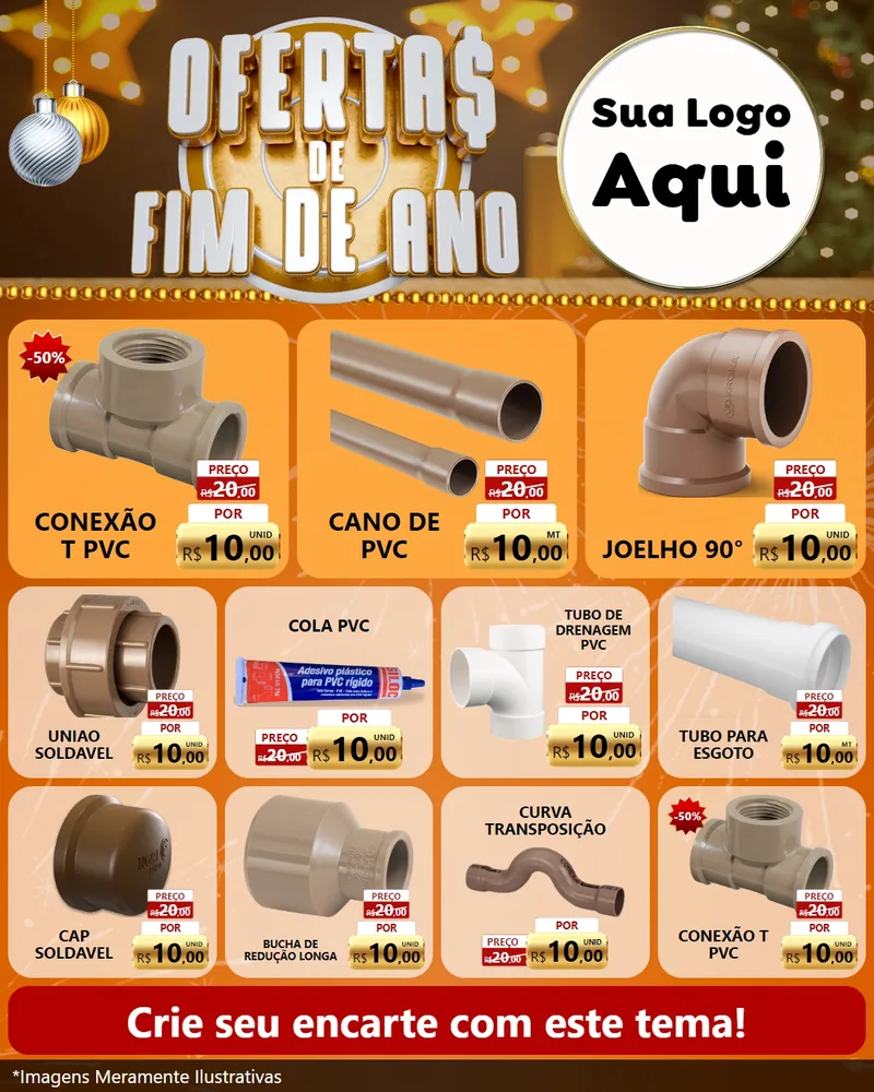 Modelo de Rede Social para Feed Instagram com o tema Ofertas de Fim de Ano para Tubos e conexões