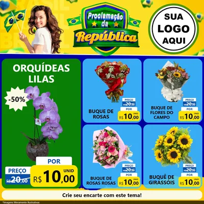 Modelo de Rede Social para Feed Facebook com o tema Proclamação da República para Floricultura e jardim