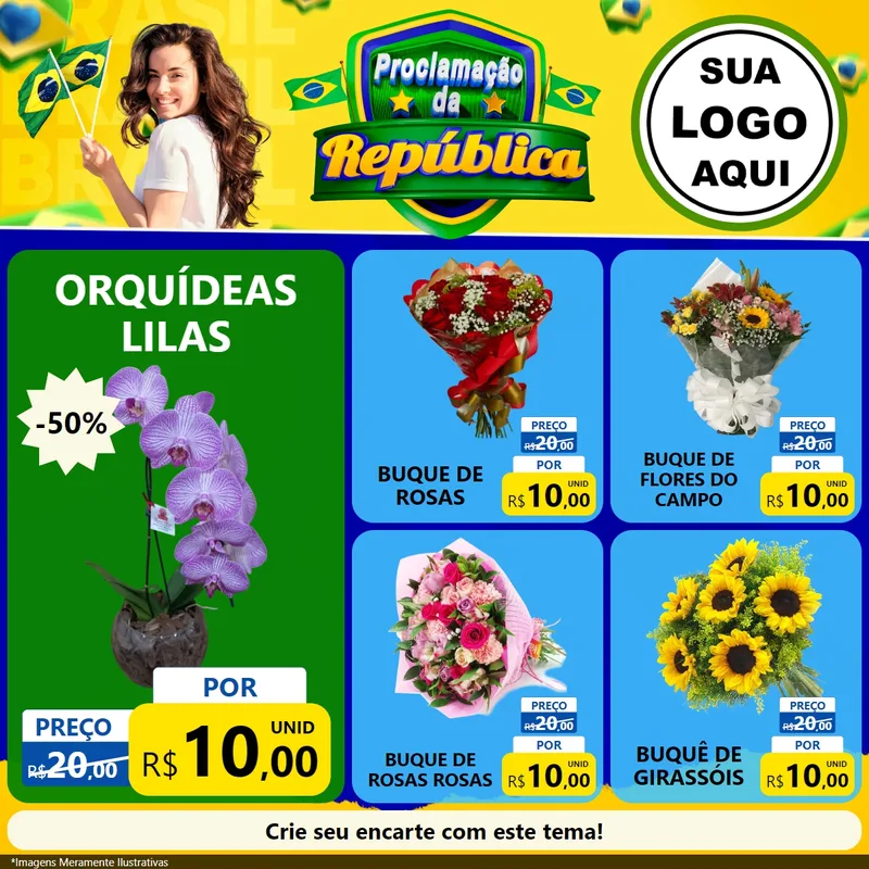 Modelo de Rede Social para Feed Facebook com o tema Proclamação da República para Floricultura e jardim