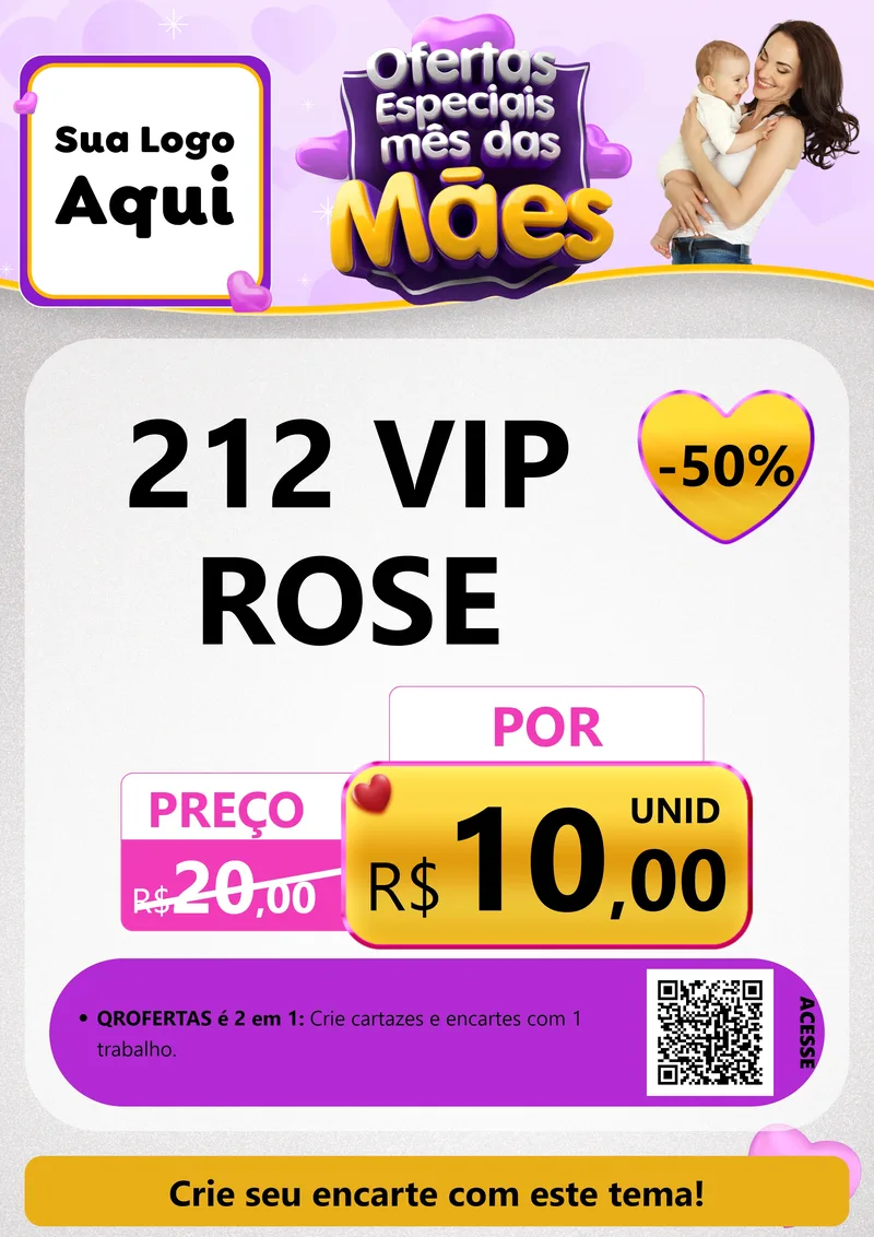 Modelo de Cartaz para Cartaz A4 Vertical com o tema Ofertas Especiais - Mês das Mães para Perfumes