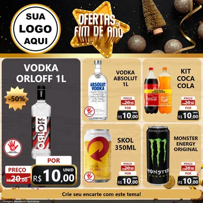 Modelo de Rede Social para Feed Facebook com o tema Ofertas de Fim de Ano para Distribuidora de bebidas