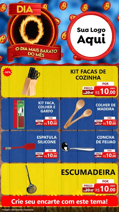 Modelo de TV para TV Vertical com o tema Dia O - O Dia Mais Barato Do Mês para Utilidades Domésticas