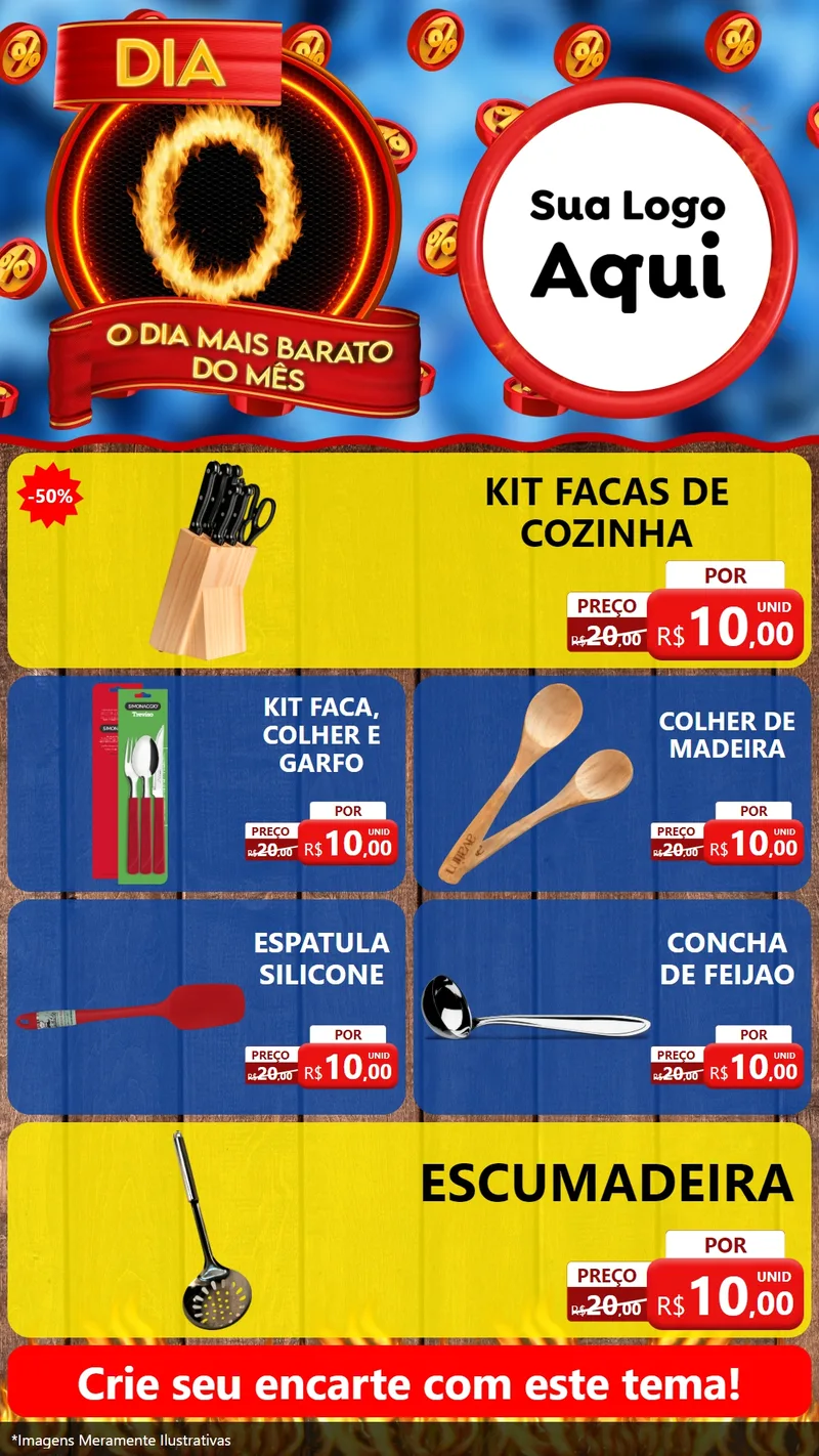 Modelo de TV para TV Vertical com o tema Dia O - O Dia Mais Barato Do Mês para Utilidades Domésticas