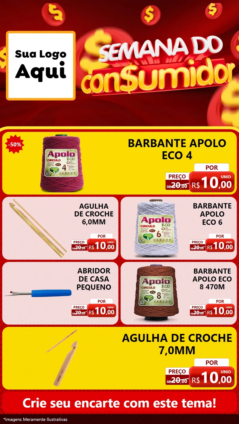 Modelo de TV para TV Vertical com o tema Semana do Consumidor para Armarinho e Aviamentos