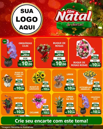 Modelo de Rede Social para Feed Instagram com o tema Um Natal de Ofertas para Floricultura e jardim