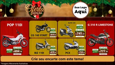 Modelo de TV para TV Horizontal com o tema Ofertas Natalina para Concessionaria de Motos