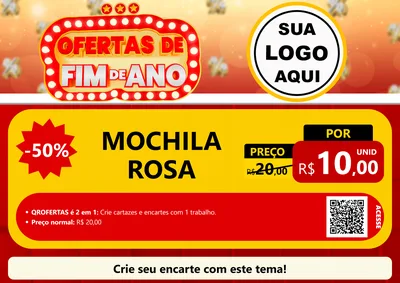 Modelo de Cartaz para Cartaz A4 Horizontal com o tema Ofertas de Fim de Ano para Papelaria