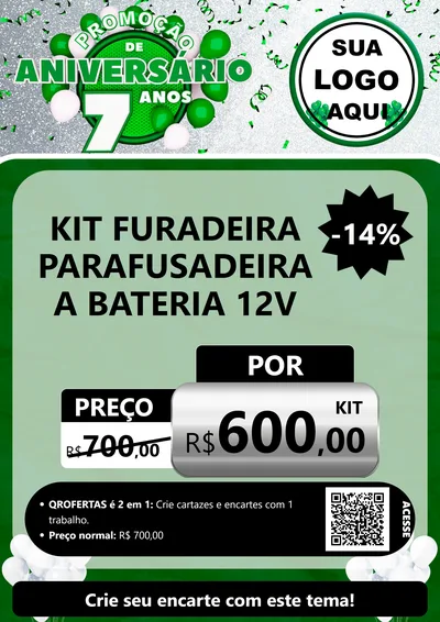 Modelo de Cartaz para Cartaz A4 Vertical com o tema Promoção de Aniversário - 7 Anos para Maquinas e Ferramentas