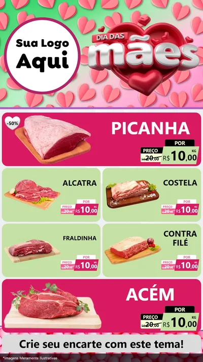 Modelo de TV para TV Vertical com o tema Dia das Mães para Açougue
