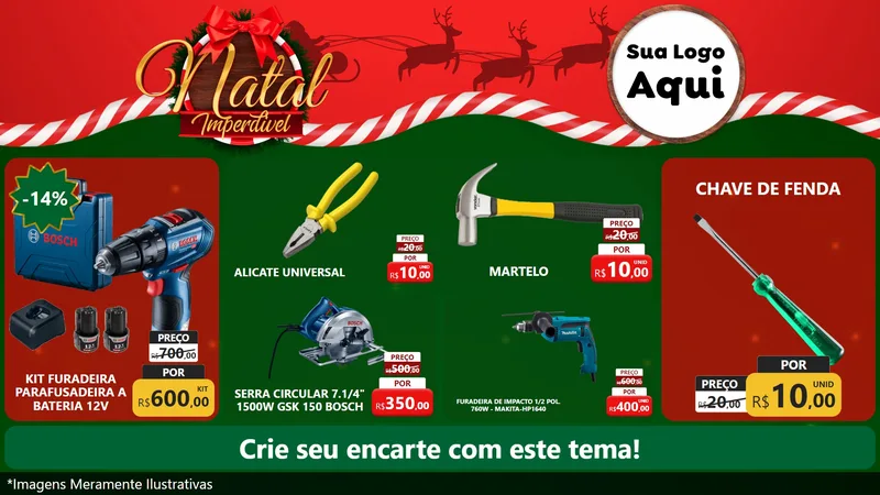 Modelo de TV para TV Horizontal com o tema Natal Imperdível para Maquinas e Ferramentas