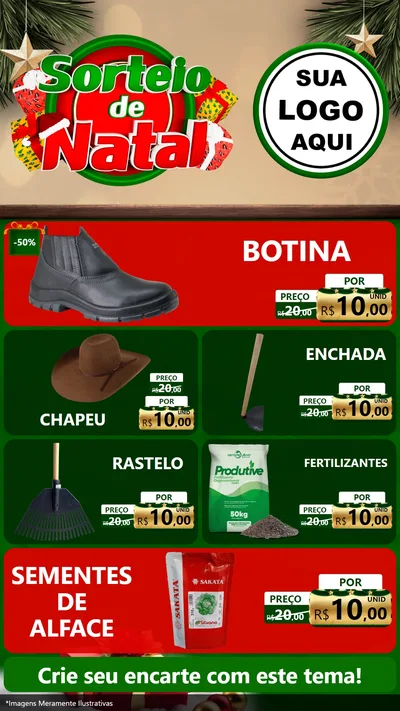 Modelo de TV para TV Vertical com o tema Sorteio de Natal para Agropecuária