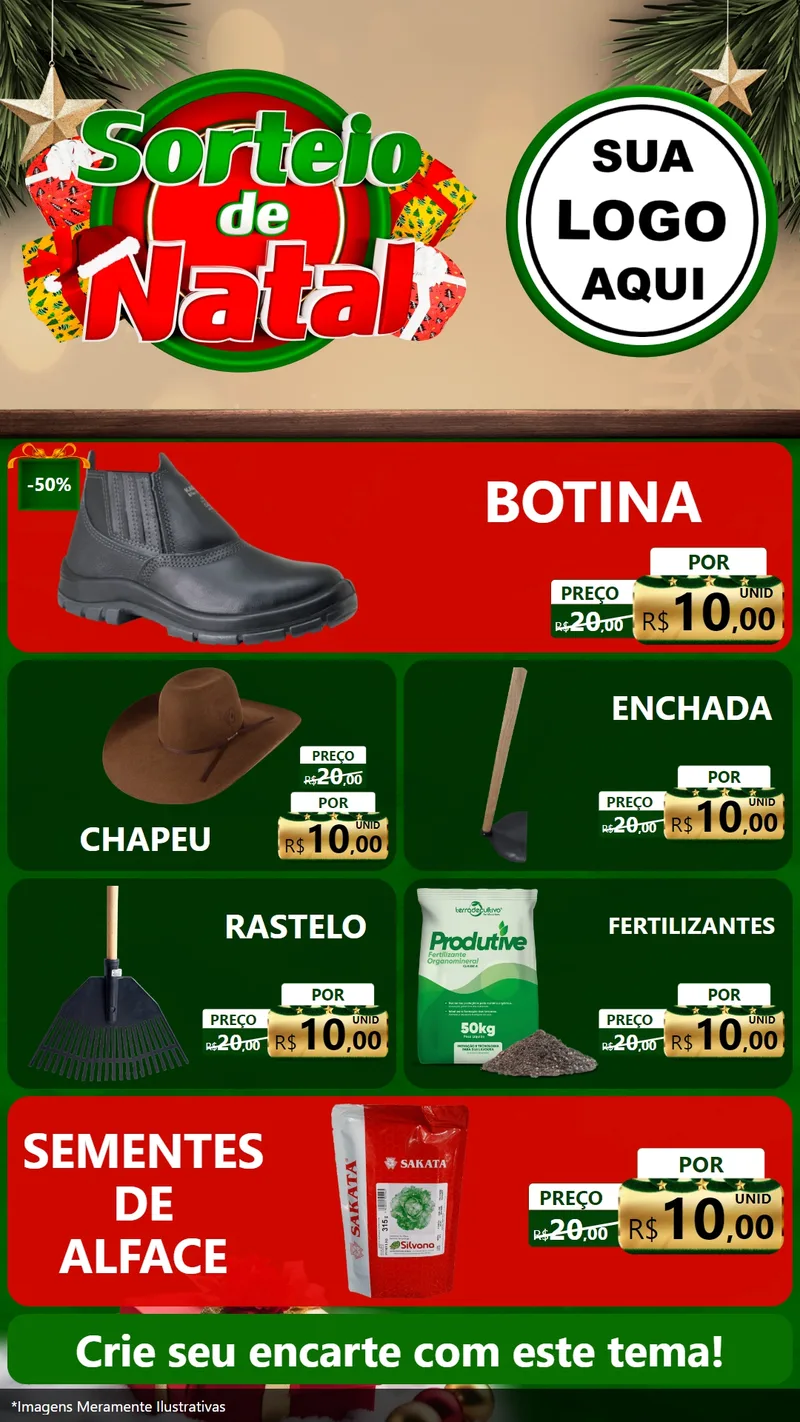 Modelo de TV para TV Vertical com o tema Sorteio de Natal para Agropecuária