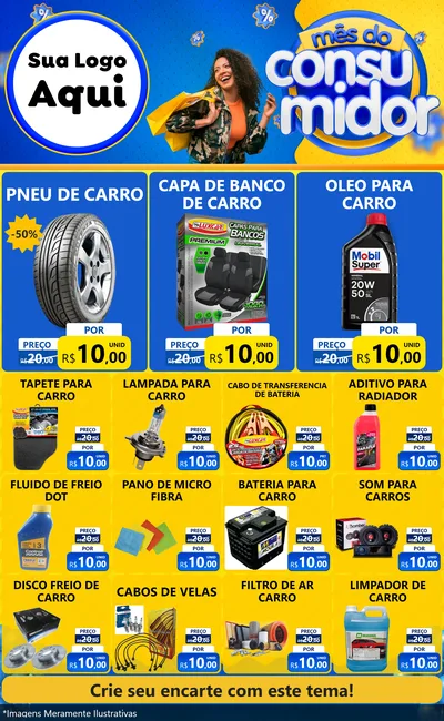 Modelo de Encarte para Encarte Grande com o tema Mês do Consumidor para Auto peças