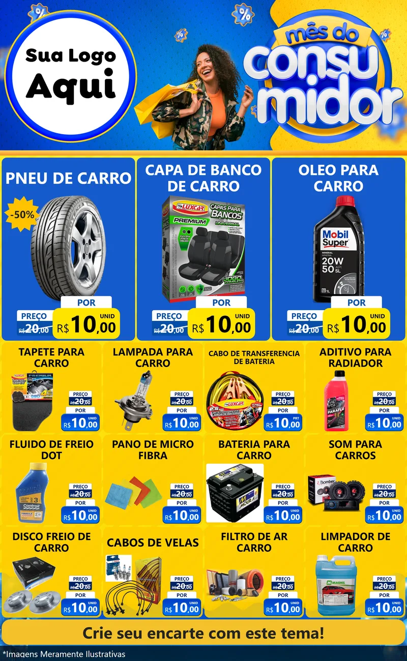 Modelo de Encarte para Encarte Grande com o tema Mês do Consumidor para Auto peças
