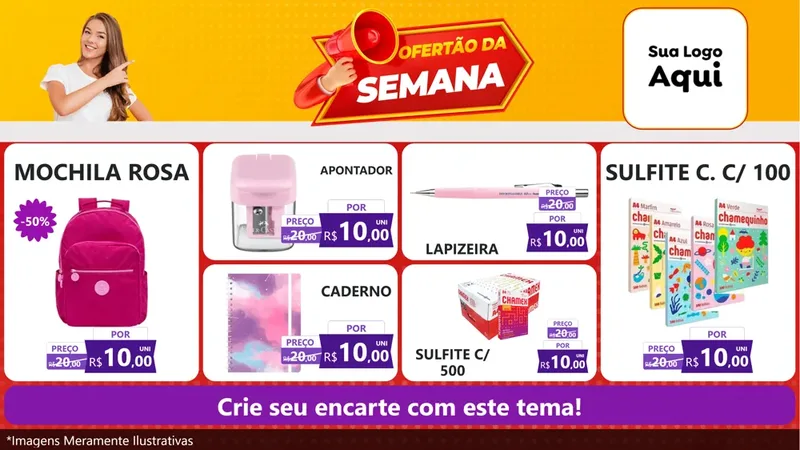 Modelo de TV para TV Horizontal com o tema Ofertão da Semana para Papelaria