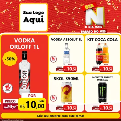 Modelo de Rede Social para Feed Facebook com o tema Dia N o Dia Mais Barato do Mês para Distribuidora de bebidas
