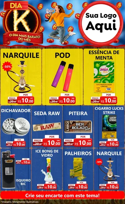 Modelo de Encarte para Encarte Grande com o tema Dia K - O Dia Mais Barato Do Mês para Tabacaria