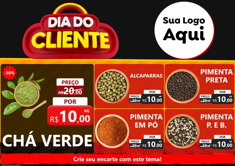 Modelo de Encarte para Encarte A4 Horizontal com o tema Dia do Cliente para Produtos Naturais