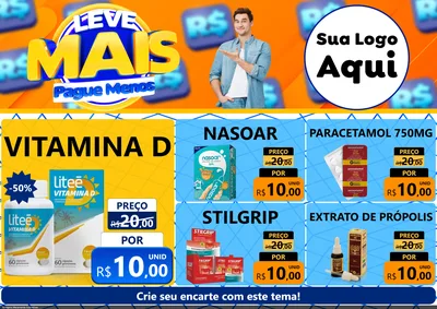 Modelo de Encarte para Encarte A4 Horizontal com o tema Leve Mais, Pague Menos para Farmácia