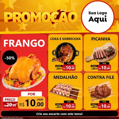 Modelo de Rede Social para Feed Facebook com o tema Promoção para Assados