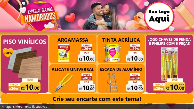 Modelo de TV para TV Horizontal com o tema Especial Dia dos Namorados para Material para Construção