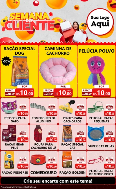Modelo de Encarte para Encarte Grande com o tema Semana do Cliente para Pet Shop