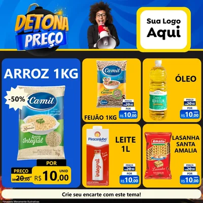 Modelo de Rede Social para Feed Facebook com o tema Detona Preços para Supermercado