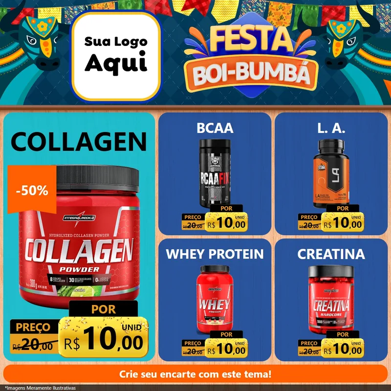 Modelo de Rede Social para Feed Facebook com o tema Festa Boi Bumbá para Suplementos alimentares