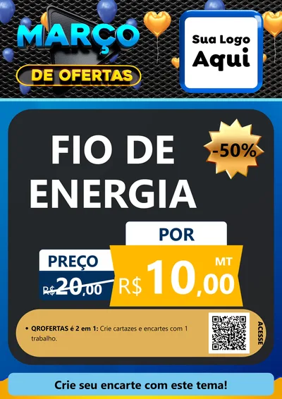 Modelo de Cartaz para Cartaz A4 Vertical com o tema Março de Ofertas para Materiais Elétricos