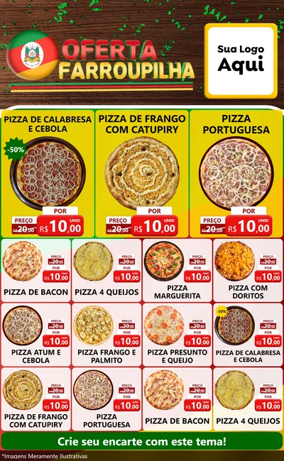 Modelo de Encarte para Encarte Grande com o tema Oferta Farroupilha para Pizzaria