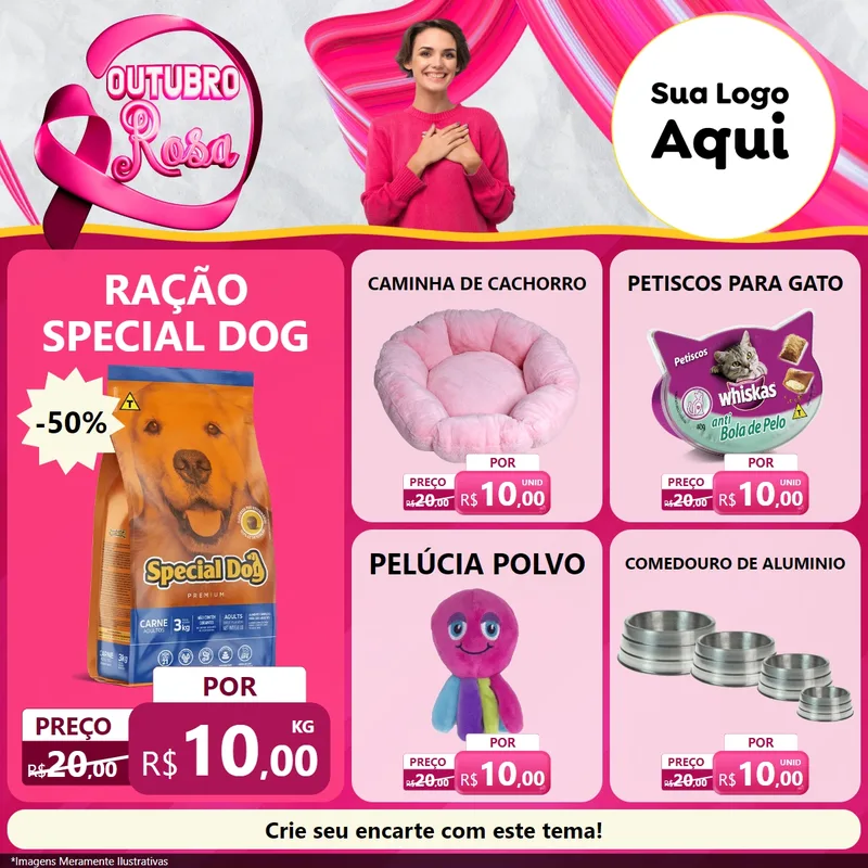 Modelo de Rede Social para Feed Facebook com o tema Outubro Rosa para Pet Shop