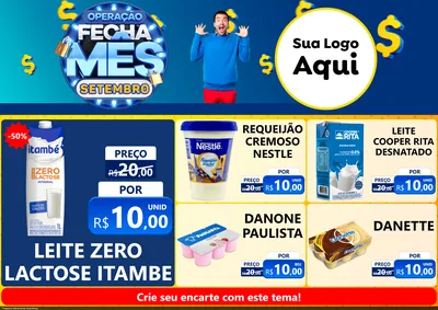 Modelo de Encarte para Encarte A4 Horizontal com o tema Operação Fecha Mês Setembro para Frios e Laticínios