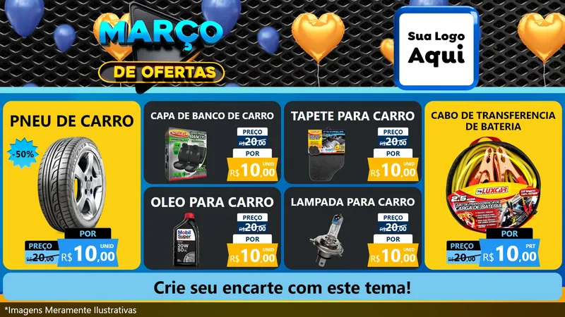 Modelo de TV para TV Horizontal com o tema Março de Ofertas para Auto peças