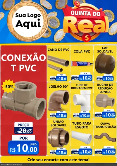 Modelo de Encarte para Encarte A4 Vertical com o tema Quinta do Real para Tubos e conexões