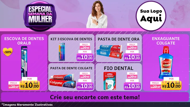 Modelo de TV para TV Horizontal com o tema Especial Semana da Mulher para Higiene Pessoal