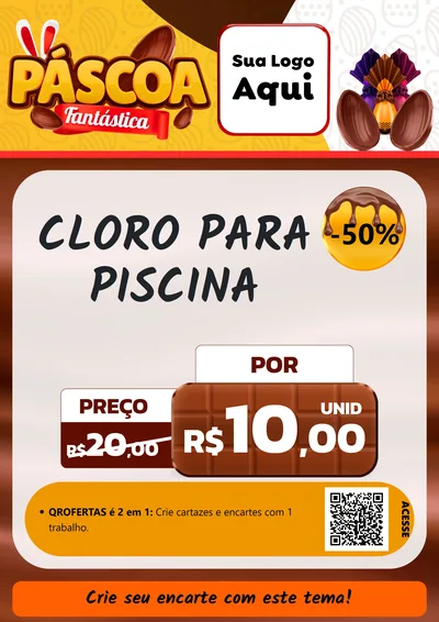 Modelo de Cartaz para Cartaz A4 Vertical com o tema Páscoa Fantástica para Produtos para Piscina
