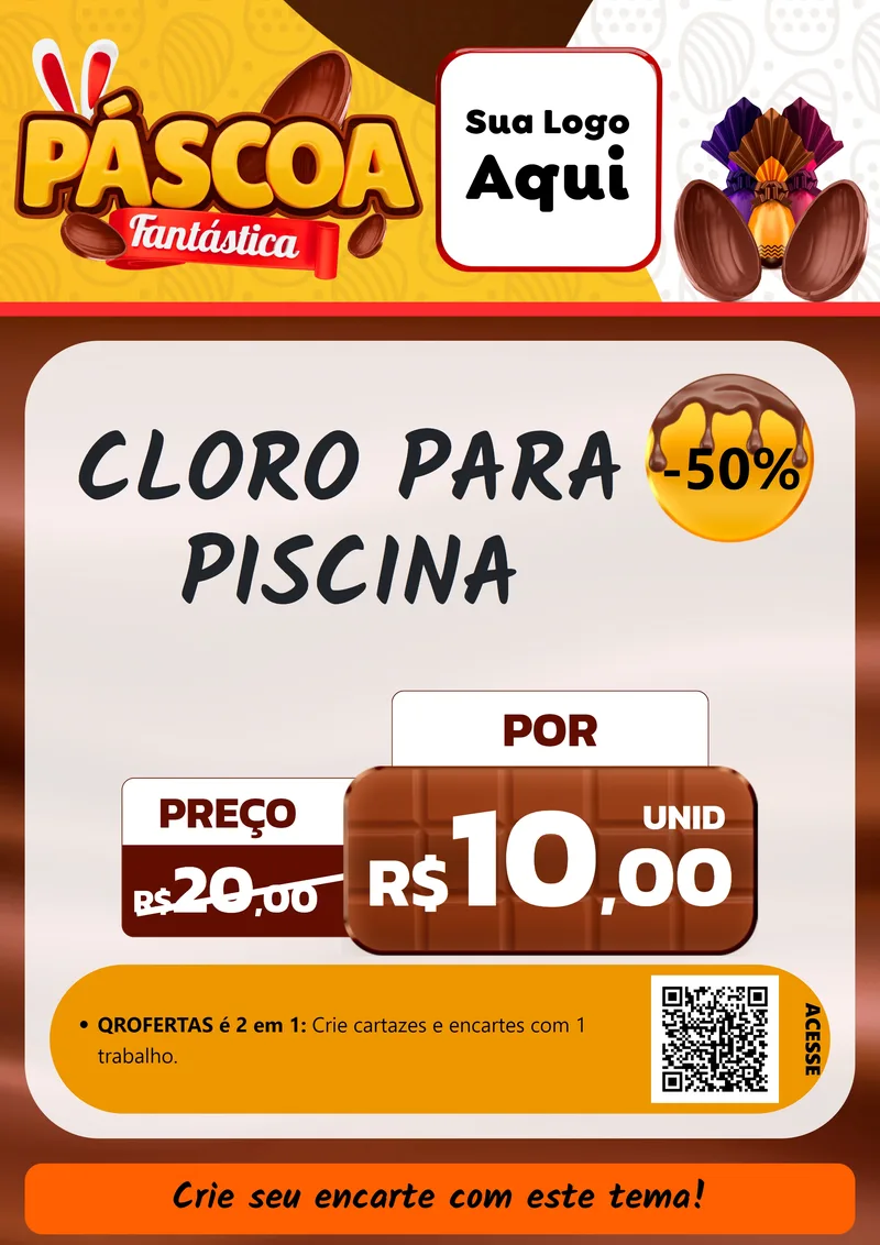 Modelo de Cartaz para Cartaz A4 Vertical com o tema Páscoa Fantástica para Produtos para Piscina
