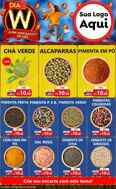 Modelo de Encarte para Encarte Grande com o tema Dia W - O Dia Mais Barato Do Mês para Produtos Naturais