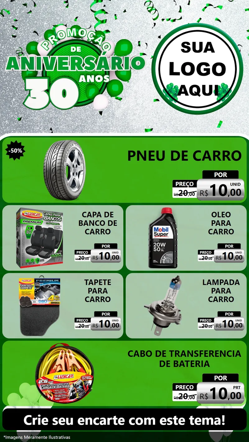 Modelo de TV para TV Vertical com o tema Promoção de Aniversário - 30 Anos para Auto peças