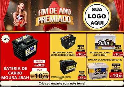 Modelo de Encarte para Encarte A4 Horizontal com o tema Fim de Ano Premiado para Baterias Elétricas