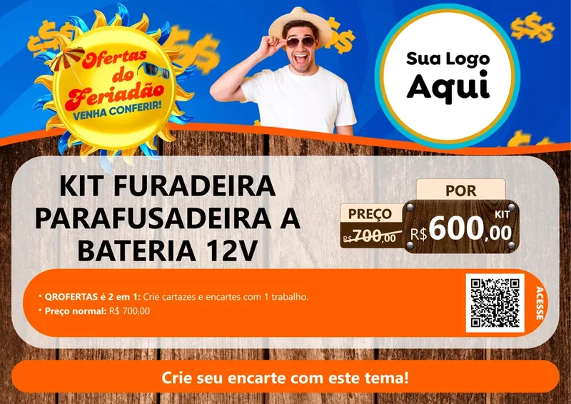 Modelo de Cartaz para Cartaz A4 Horizontal com o tema Ofertas do Feriadão para Maquinas e Ferramentas
