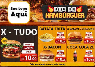 Modelo de Encarte para Encarte A4 Horizontal com o tema Dia do Hambúrguer para Hamburgueria